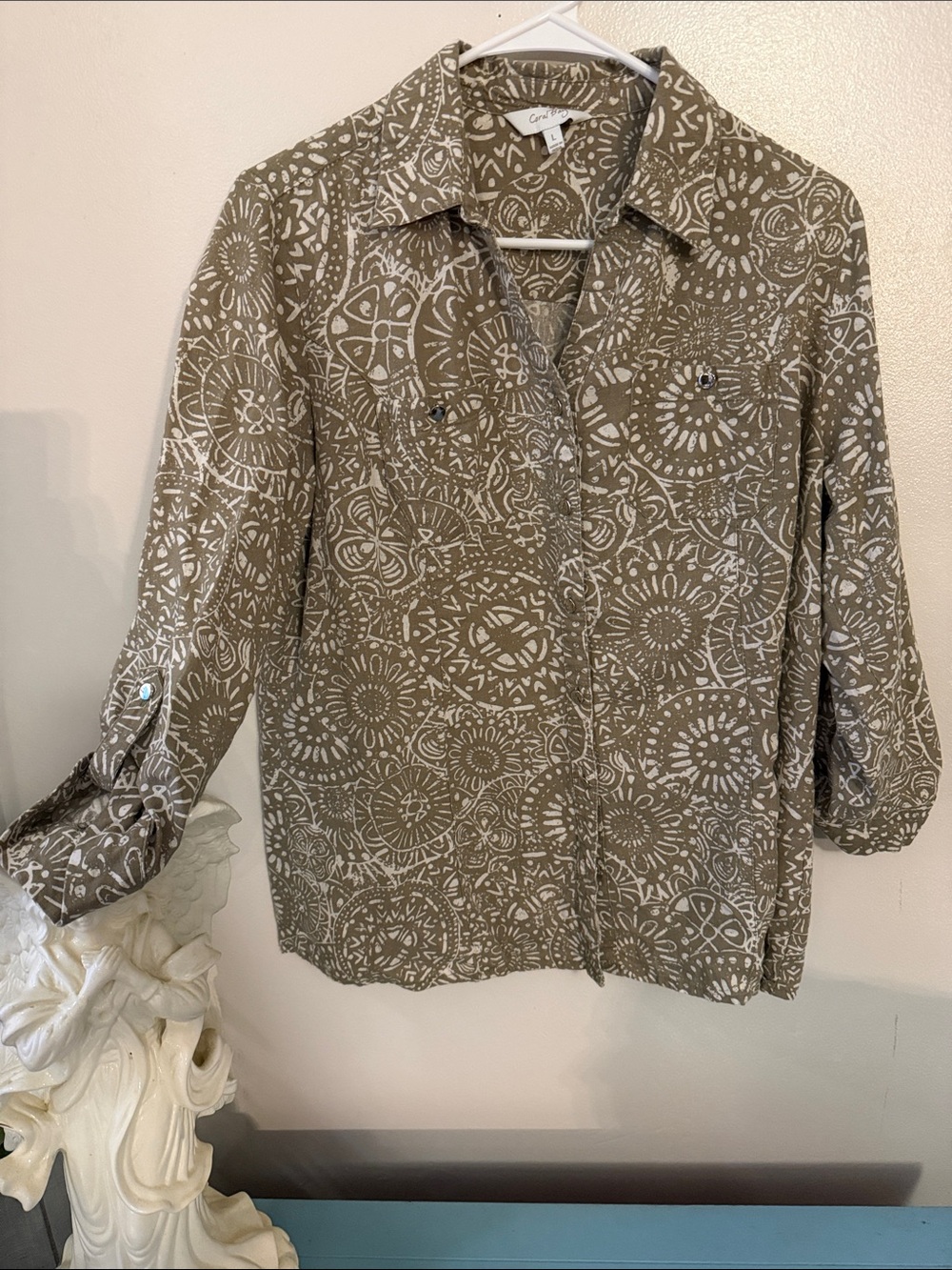 Coral Bay Beige Printed Button-Down Blouse
